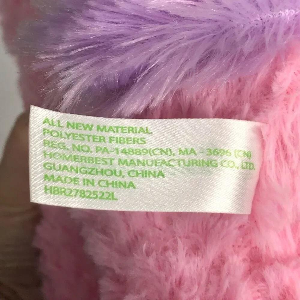 homerbest pink‎ fluffy unicorn purple mane silver shiny sparkly wings horn 11”